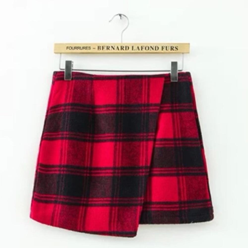 Black and Red Plaid Skirt